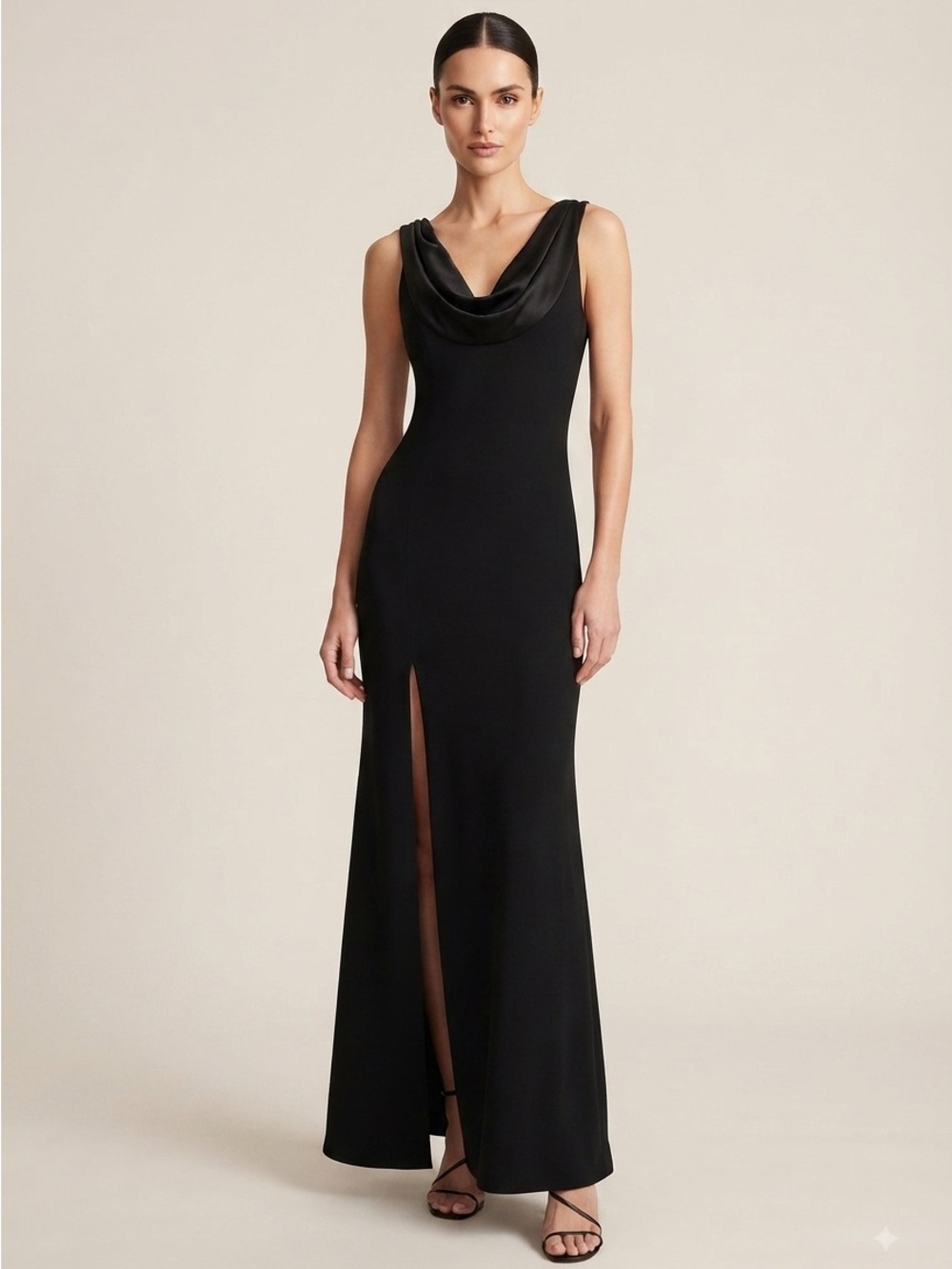 Cinq à Sept Black Cowl Neck Maxi Dress